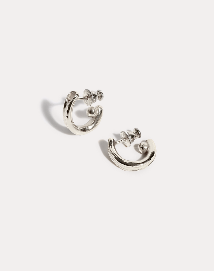Sharla Small Silver Artisanal Hoop Earrings